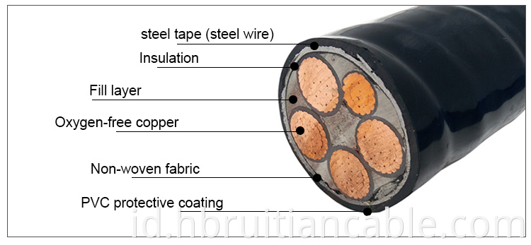 China 4 Core 150mm 185mm2 240mm2 3+1 Tembaga XLPE Kabel Kawat Baja Berkualitas Tinggi Kabel Lapis Baja Multi